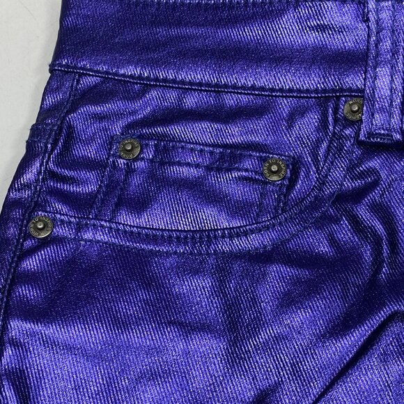 Valabasas Unisex Van Gogh Wax Flare Cargo Stacked Jeans Shiny Navy Size 32 - Picture 7 of 8